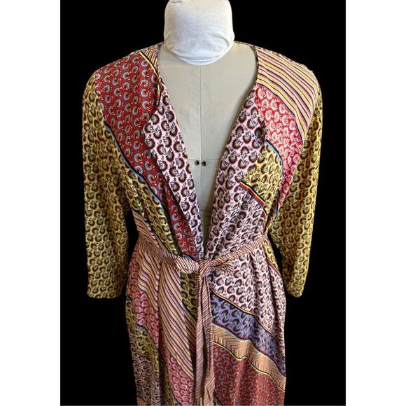 CAbi Poet Jacket Kimono Belted Bold Boho Patchwork Topper Cardigan Multicolor L - Picture 6 of 8